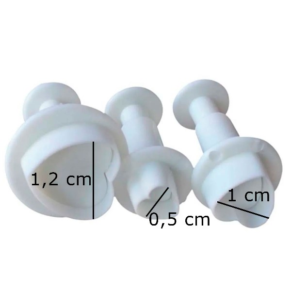 Mostrar detalhes de Cortador com Ejetor Corações 3pçs ZN130 - GME Imagem de Cortador com Ejetor Corações 3pçs ZN130 - GME